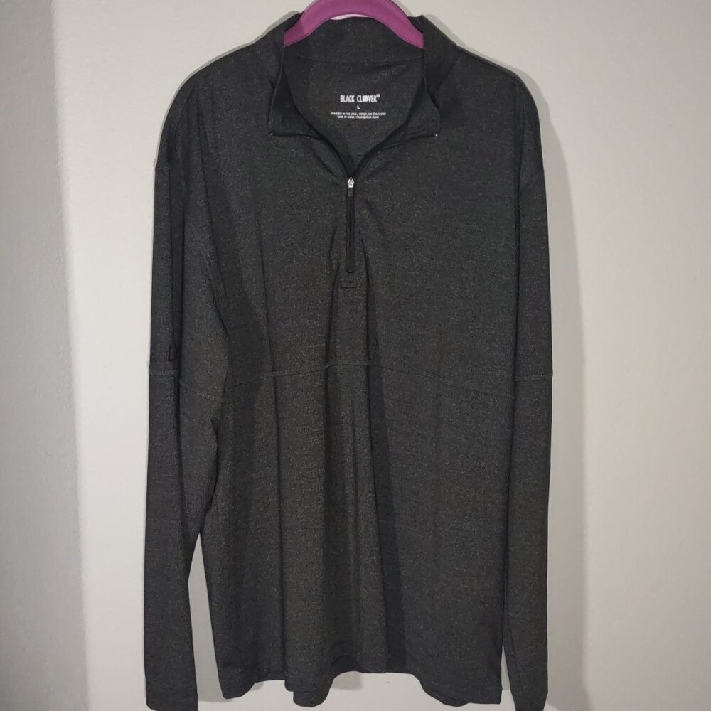 Black Clover Men's 1/4 Zip Black Live Lucky Long Sleeve Shirt Size Large